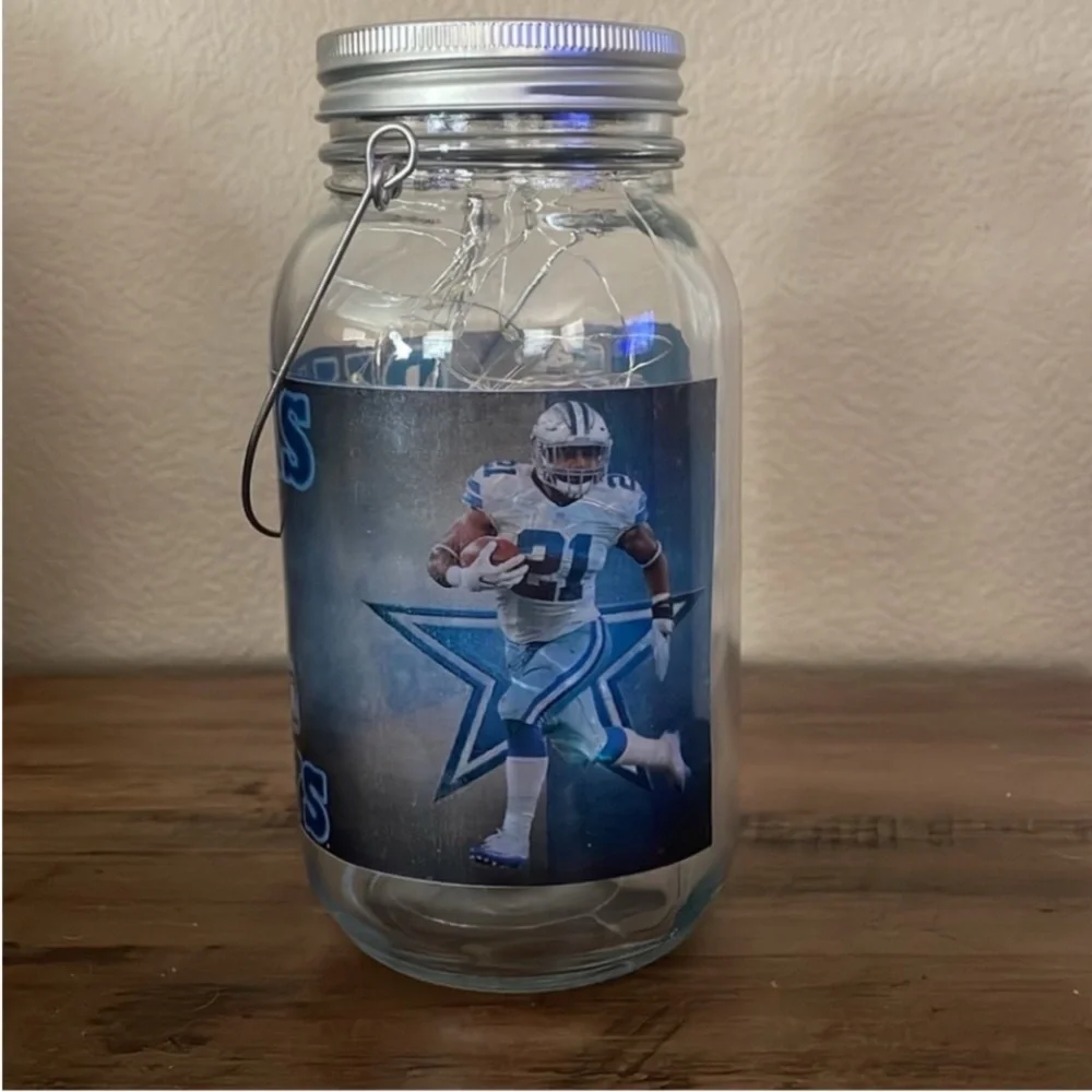 Dallas Cowboys Glass Light-Up Mason Jar